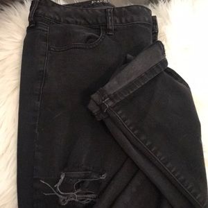 Black Destroyed Jeggings American Eagle Size 12